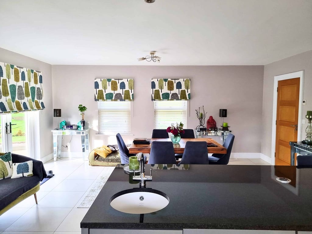 Modern open-plan living and dining area decor in bushmills