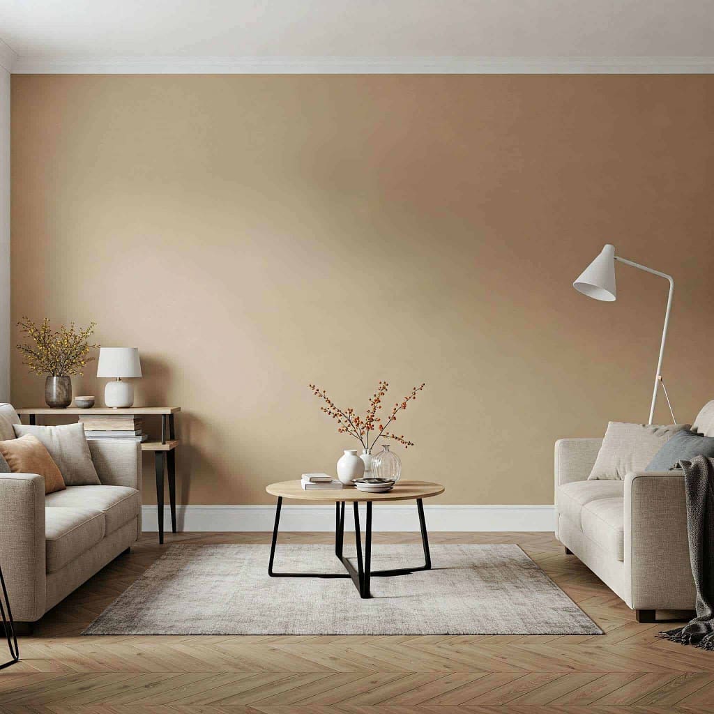 Modern living room with beige wall decor