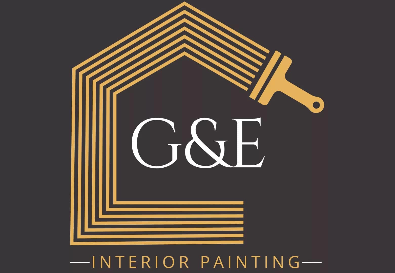 Elegant interior painting logo featuring a stylized house outline with a paint roller, representing expert interior painting services by G&E in Portstewart.