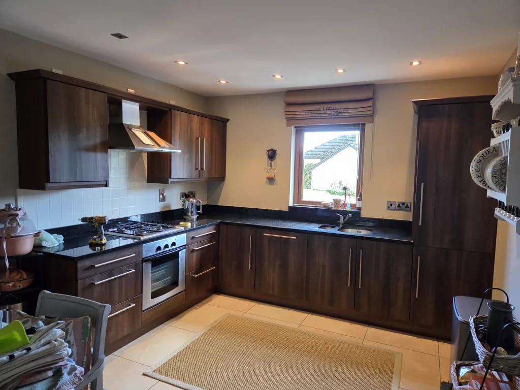 Professionally hand-painted kitchen cupboards in Coleraine with smooth durable finish