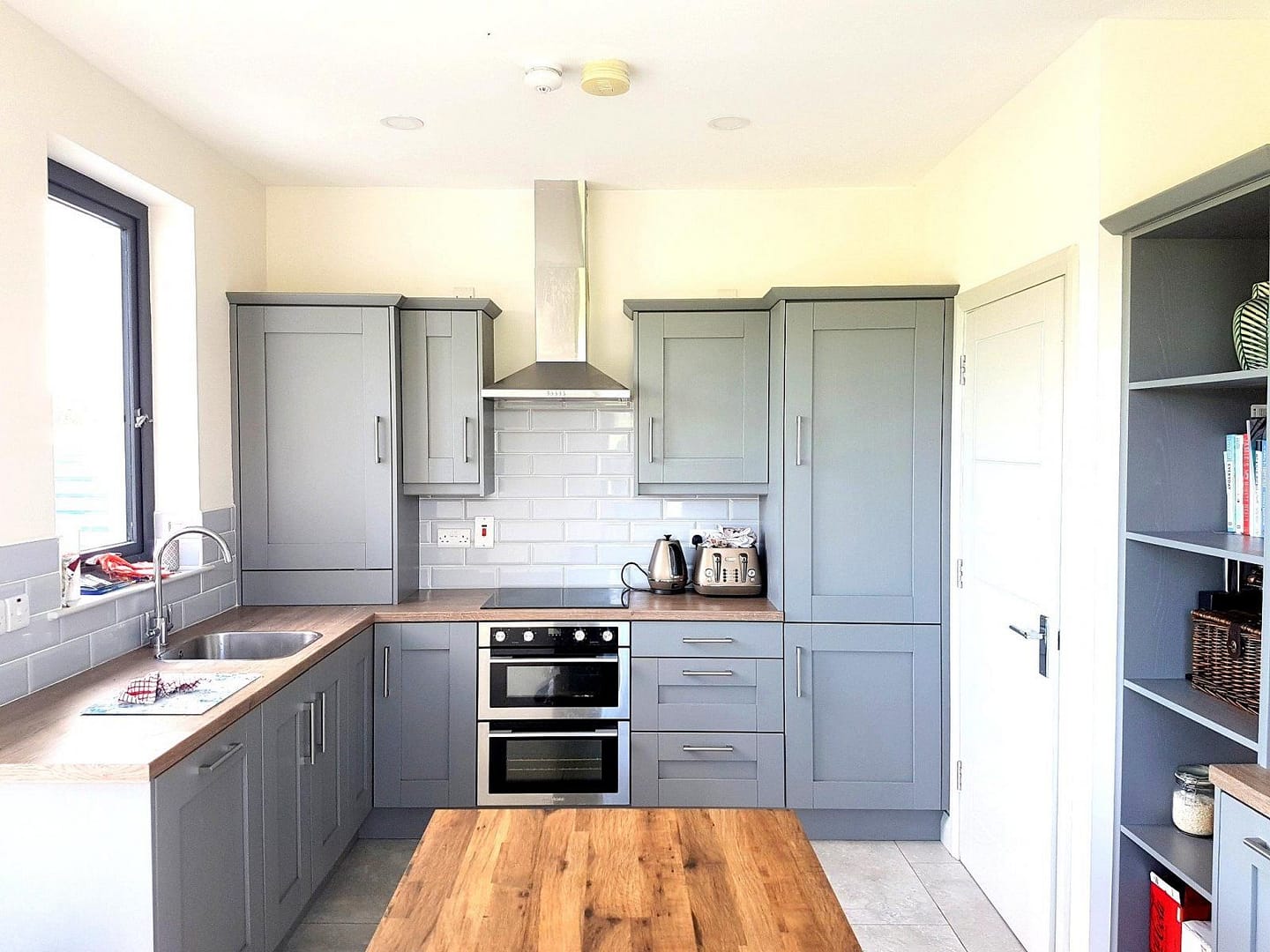 grey painted kitchen cabinets in coleraine
